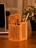 Wooden Jaali Elephant Pen Stand - Long