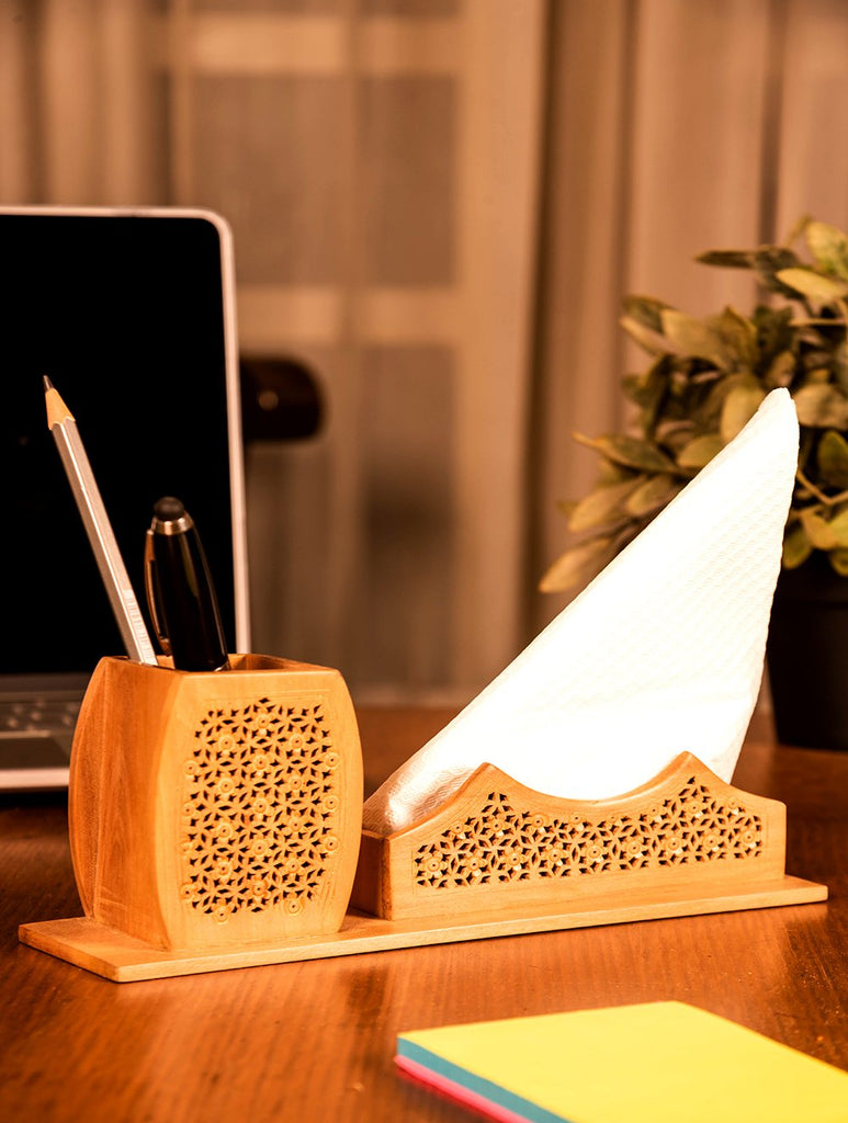 Wooden Jaali Stationery / Paper Holder