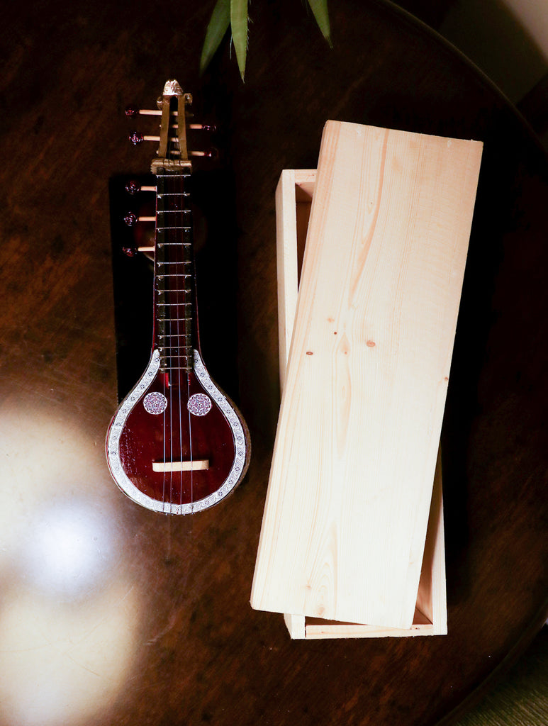 Wooden Miniature Musical Instrument Curio - Saraswati Veena 