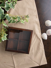 Wooden Multi-Utility Spice Box - Square (4 Sections)