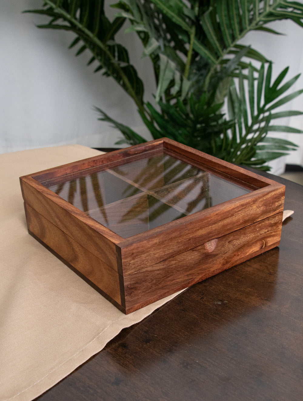Wooden Multi-Utility Spice Box - Square (4 Sections)