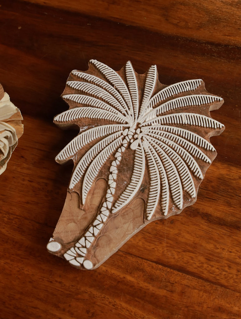 Buy Wooden Engraved Printing Block / Curio The Palm Tree Online