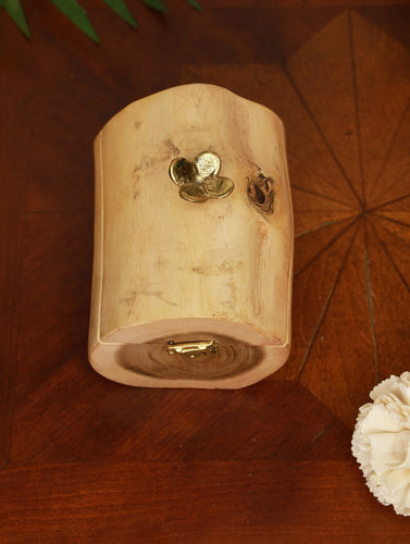 Wooden Log Box & Dhokra Flower Knob