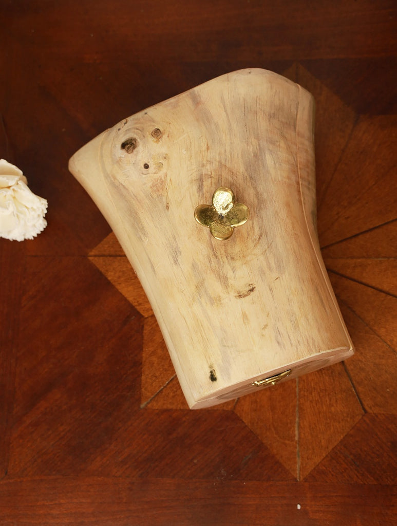 Wooden Log Box & Dhokra Flower Knob