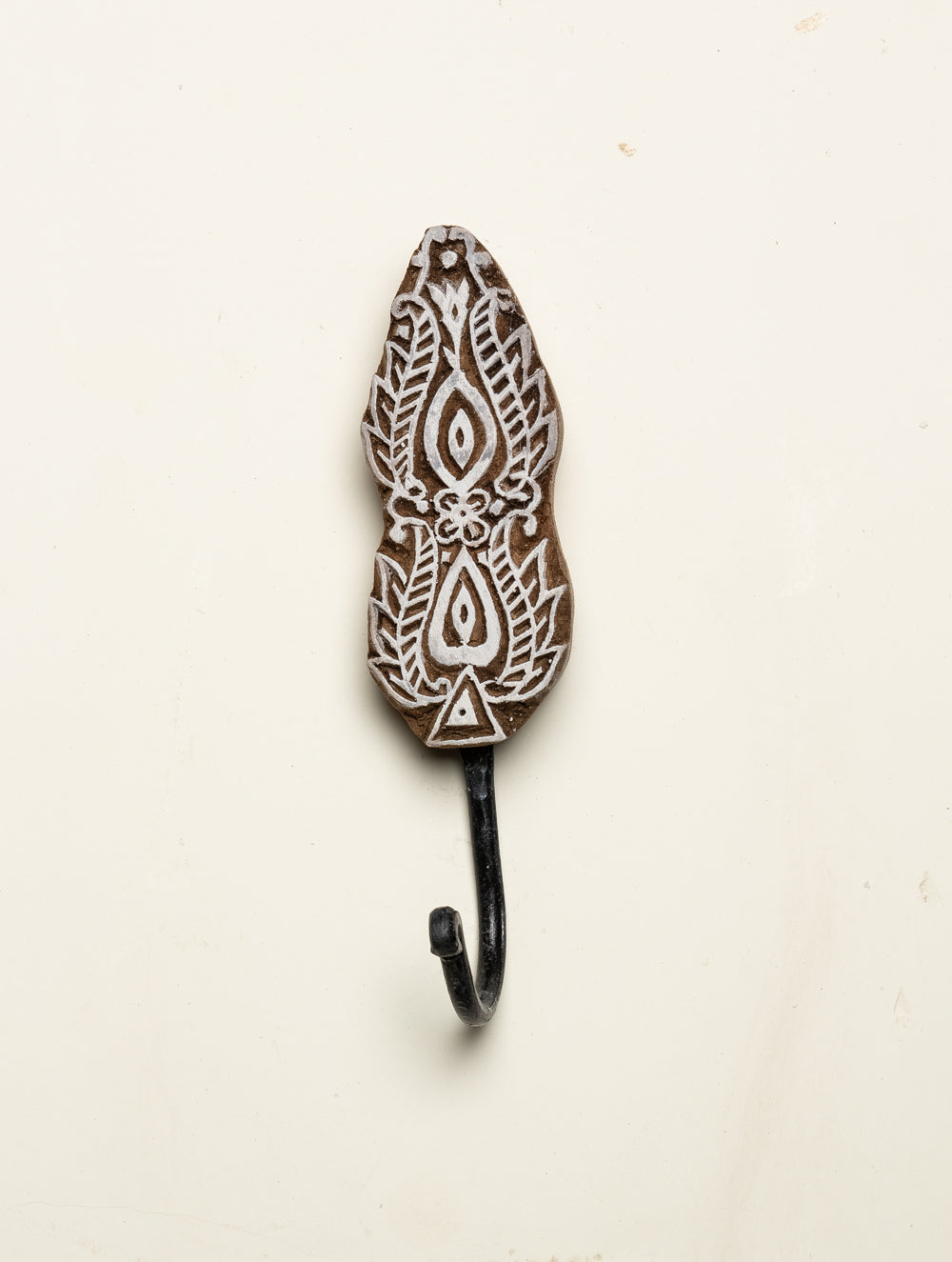 Load image into Gallery viewer, Wooden Engraved Wall Hook - Floral Motif - The India Craft House 