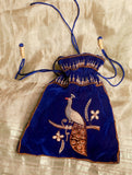 Zardozi and Resham Embroidered Evening Potli Bag - Deep Blue Peacock
