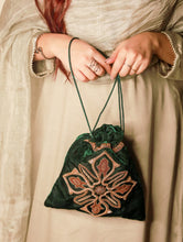 Load image into Gallery viewer, Zardozi and Resham Embroidered Evening Potli Bag - Green Ornate