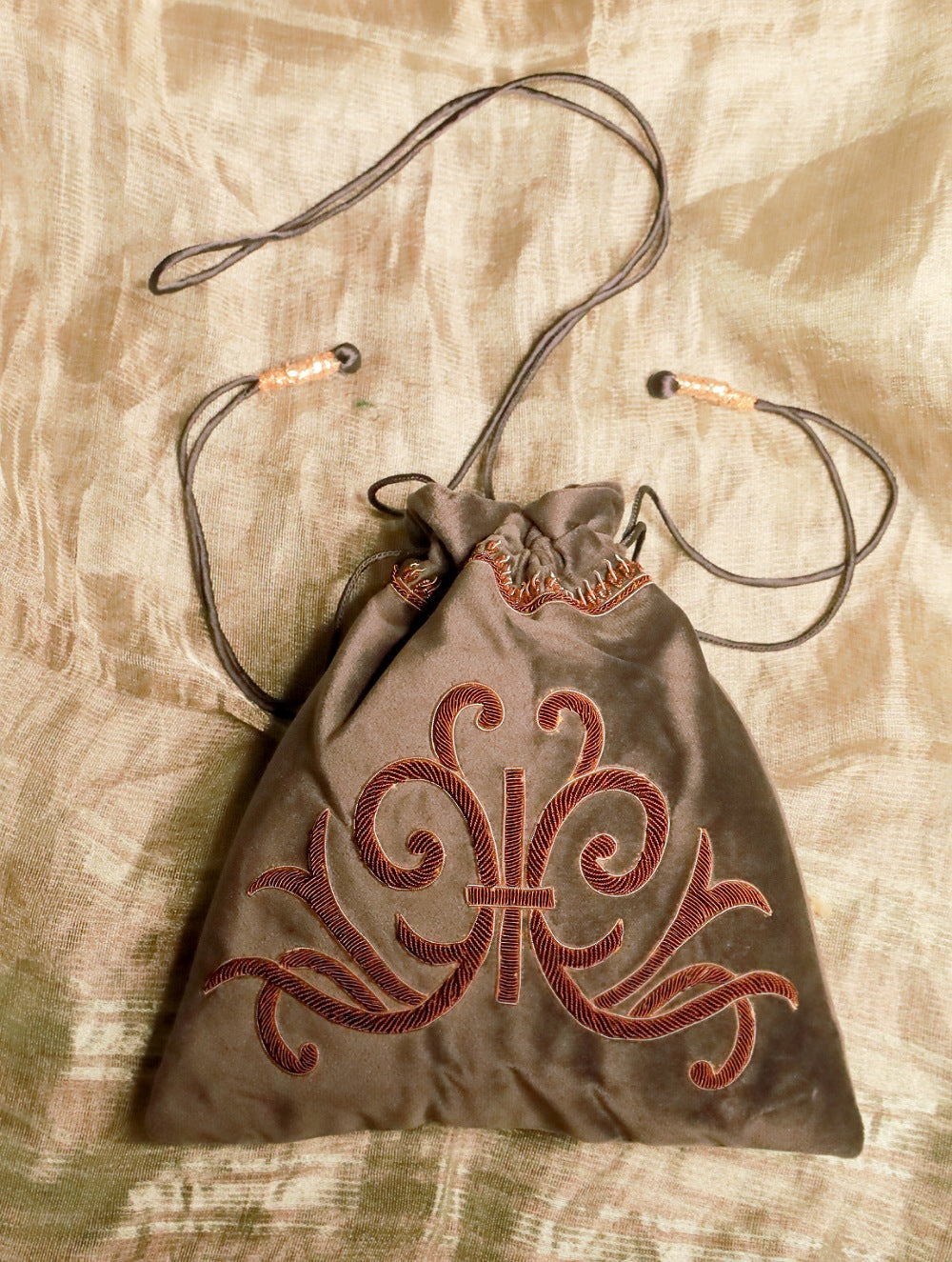 Load image into Gallery viewer, Zardozi and Resham Embroidered Evening Potli Bag - Pearl Grey Ornate