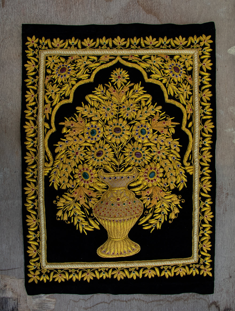 Load image into Gallery viewer, Zardozi Resham Embroidered Wall Hanging - The India Craft House 