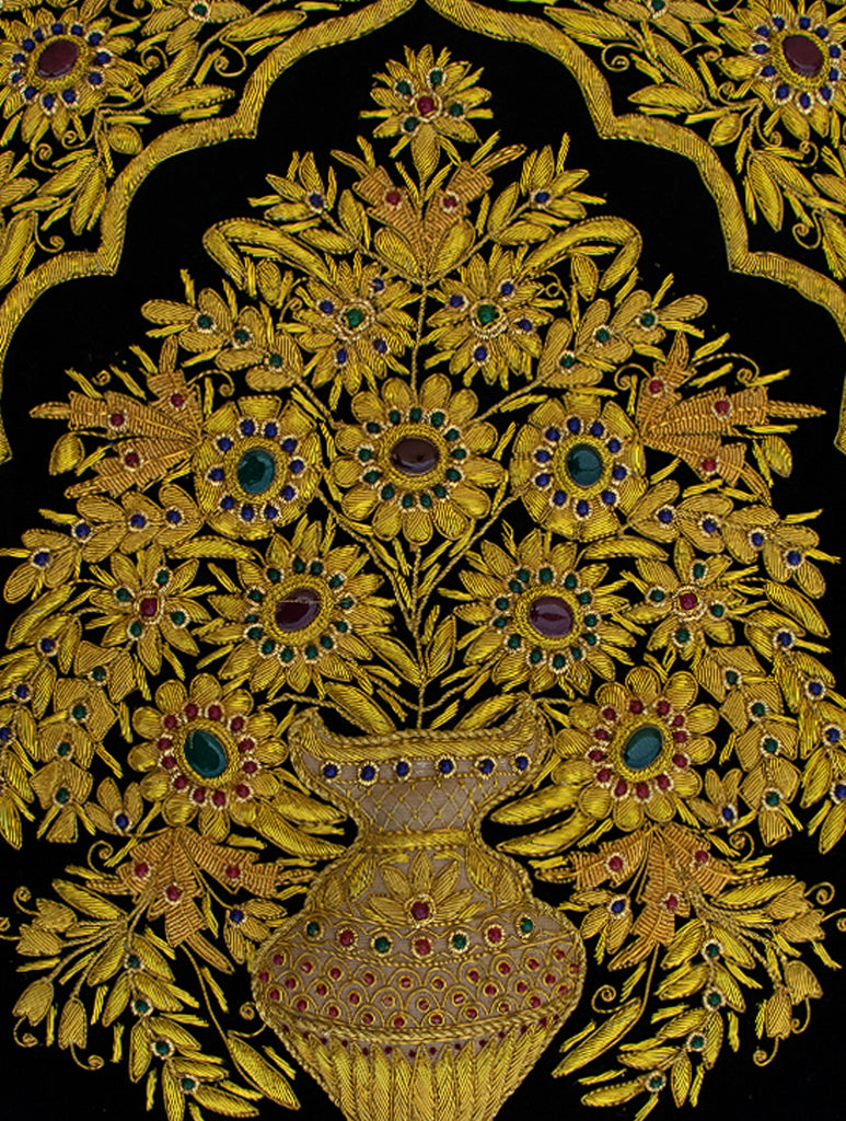 Zardozi Resham Embroidered Wall Hanging - The India Craft House 