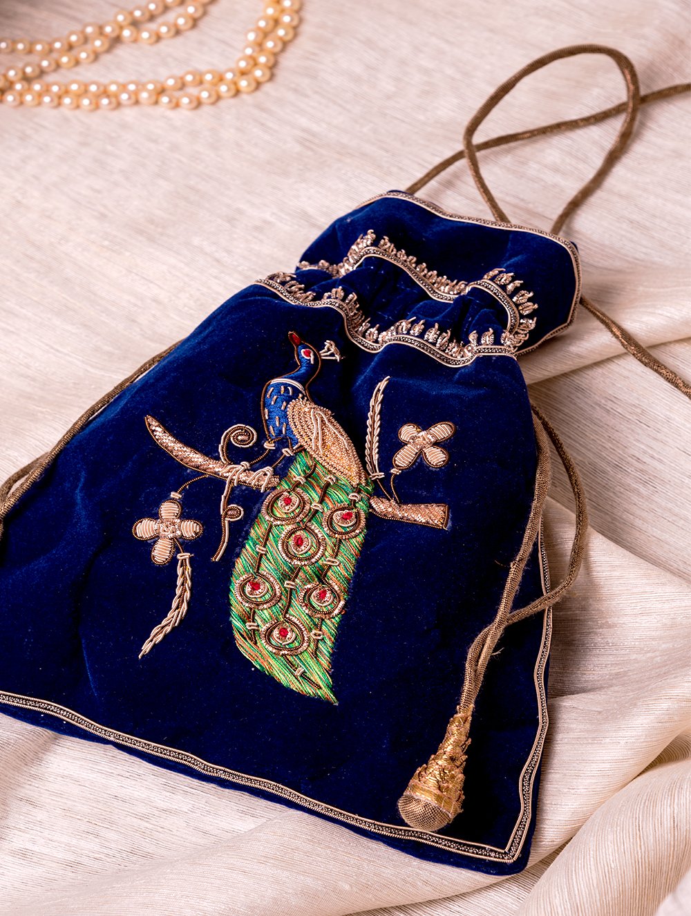 Load image into Gallery viewer, Zardozi and Resham Embroidered Evening Potli Bags