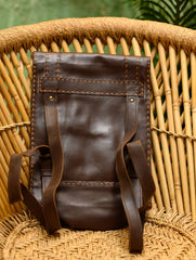 Handcrafted Leather Backpack with Hand Stitch Detail