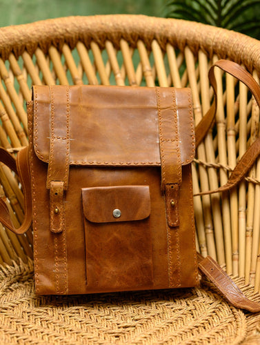 Handcrafted Leather Backpack with Hand Stitch Detail