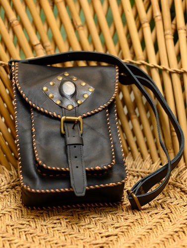 Handcrafted Leather Cross Body Bag With Hand Stitch Detail