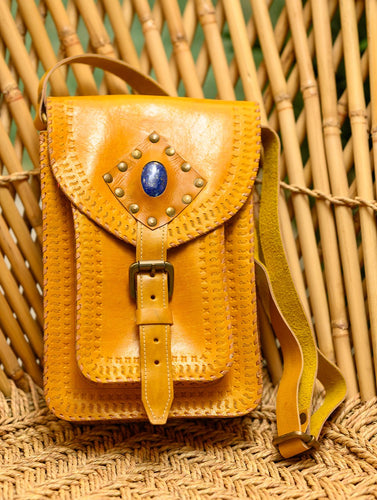 Handcrafted Leather Cross Body Bag With Hand Stitch Detail