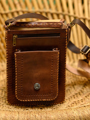 Handcrafted  Leather Cross Body Bag  With Hand Stitch Detail