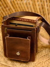 Load image into Gallery viewer, Handcrafted  Leather Cross Body Bag  With Hand Stitch Detail