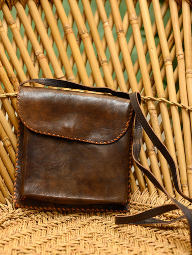 Handcrafted  Leather Cross Body Bag With Hand Stitch Detail