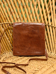 Handcrafted  Leather Cross Body Bag With Hand Stitch Detail