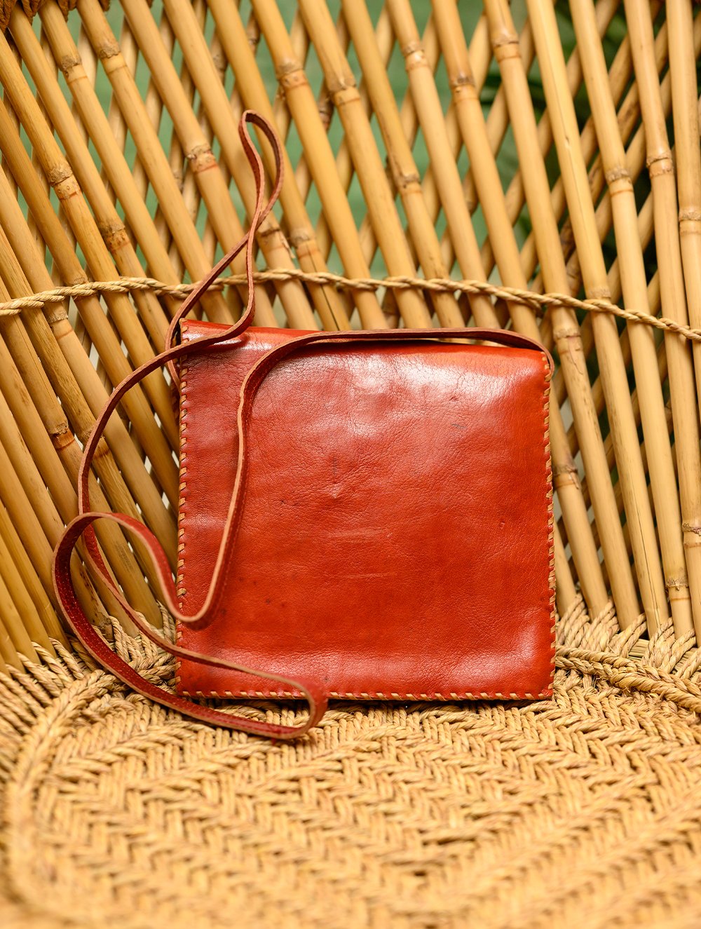 Handcrafted  Leather Cross Body Bag With Hand Stitch Detail
