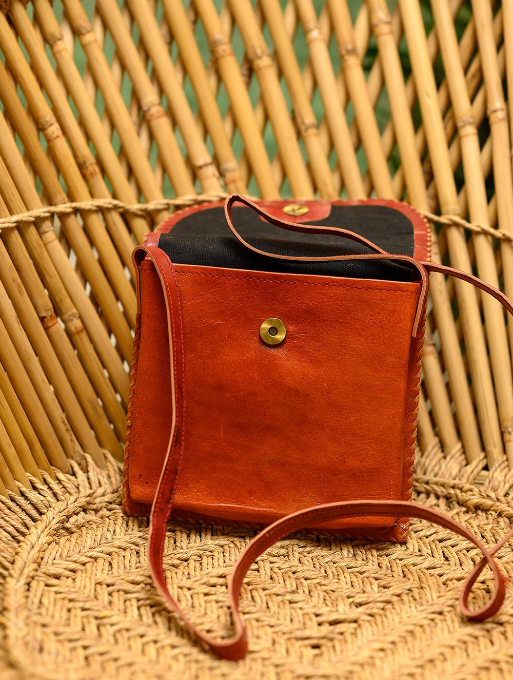 Handcrafted  Leather Cross Body Bag With Hand Stitch Detail